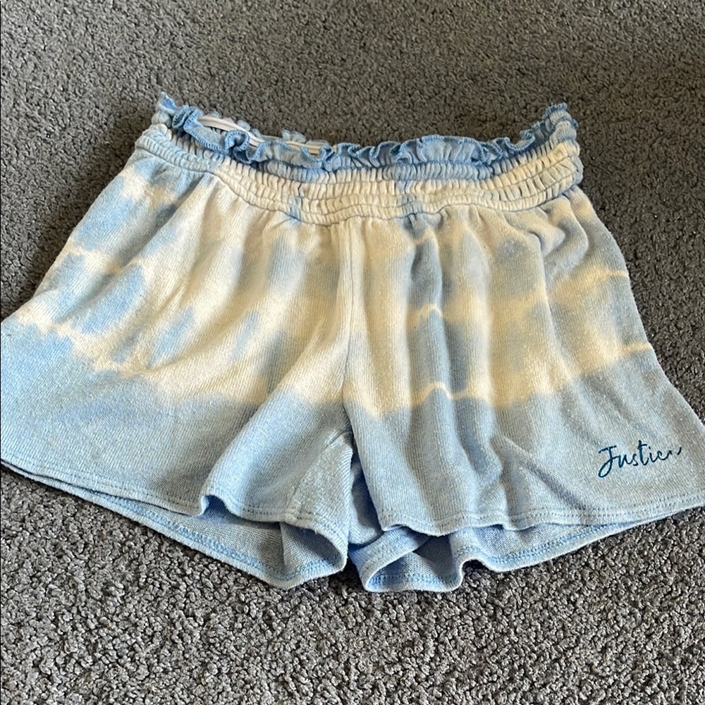 Justice Blue and White Relaxed Fit Shorts